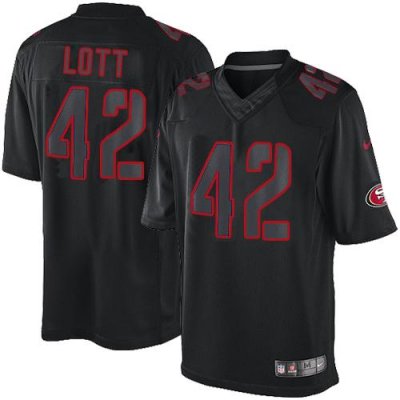 Jerseys Factory Cheap Nike 49ers #42 Ronnie Lott Black Men's Sti