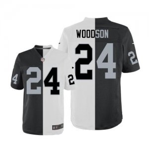 Jerseys Factory Cheap Nike Raiders #24 Charles Woodson White/Bla