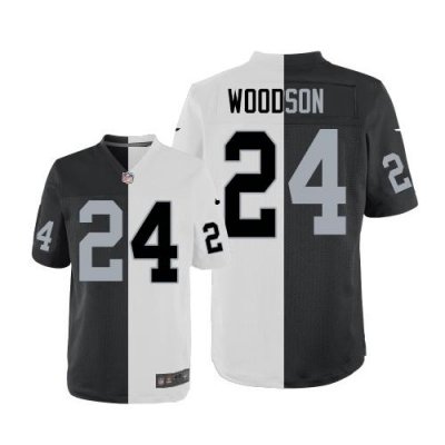 Jerseys Factory Cheap Nike Raiders #24 Charles Woodson White/Bla