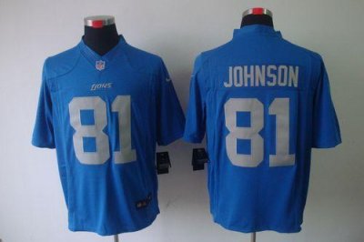 Jerseys Factory Cheap Nike Lions #81 Calvin Johnson Blue Alterna