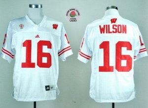 Jerseys Factory Cheap Badgers #16 Russell Wilson White Rose Bowl