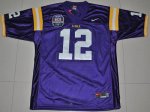 Jerseys Factory Cheap LSU Tigers #12 Jarrett Lee Purple 2012 BCS
