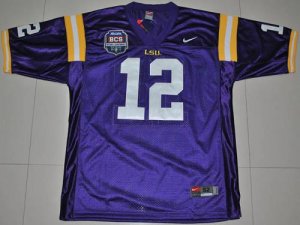 Jerseys Factory Cheap LSU Tigers #12 Jarrett Lee Purple 2012 BCS
