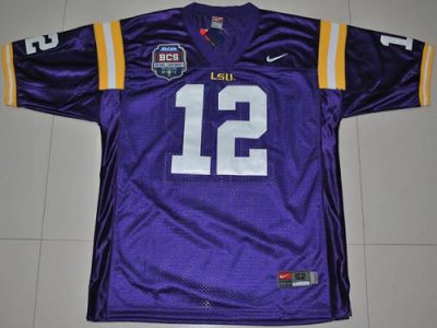 Jerseys Factory Cheap LSU Tigers #12 Jarrett Lee Purple 2012 BCS