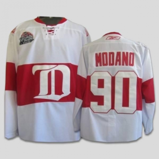 Jerseys Factory Cheap Red Wings #90 Mike Modano Embroidered Whit - Click Image to Close