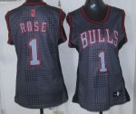 Jerseys Factory Cheap Bulls #1 Derrick Rose Black Women's Rhythm