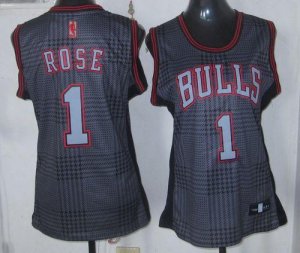 Jerseys Factory Cheap Bulls #1 Derrick Rose Black Women's Rhythm
