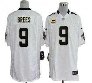 Jerseys Factory Cheap Nike Saints #9 Drew Brees White With C Pat
