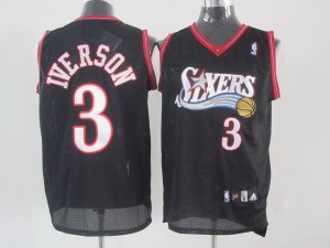 Jerseys Factory Cheap 76ers #3 Allen Iverson Black Stitched NBA