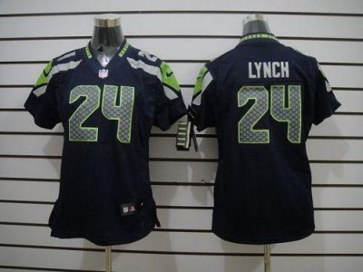 Jerseys Factory Cheap Nike Seahawks #24 Marshawn Lynch Steel Blu