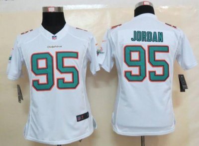 Jerseys Factory Cheap Nike Dolphins #95 Dion Jordan White Women'