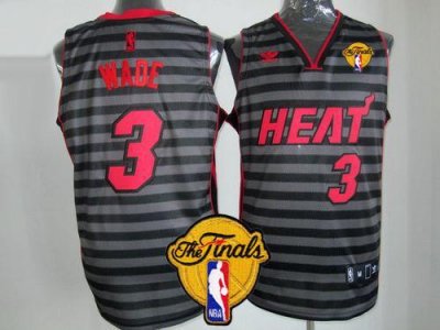 Jerseys Factory Cheap Heat #3 Dwyane Wade Black/Grey Groove Fina