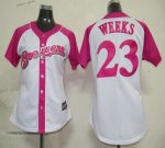 Jerseys Factory Cheap Brewers #23 Rickie Weeks White/Pink Women'