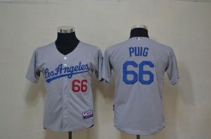 Jerseys Factory Cheap Dodgers #66 Yasiel Puig Grey Cool Base Emb