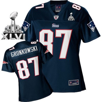 Jerseys Factory Cheap Patriots #87 Rob Gronkowski Blue Women's T