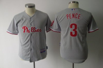 Jerseys Factory Cheap Phillies #3 Hunter Pence Grey Embroidered