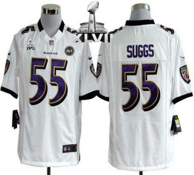 Jerseys Factory Cheap Nike Ravens #55 Terrell Suggs White Super