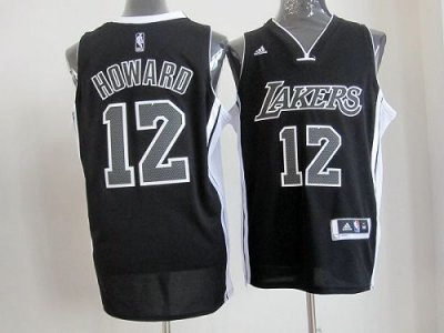 Jerseys Factory Cheap Lakers #12 Dwight Howard Black/White Embro