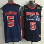 Jerseys Factory Cheap Team USA #5 David Robinson Dark Blue 2012