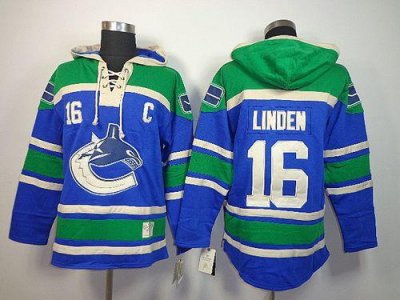 Jerseys Factory Cheap Canucks #16 Trevor Linden Blue Sawyer Hood