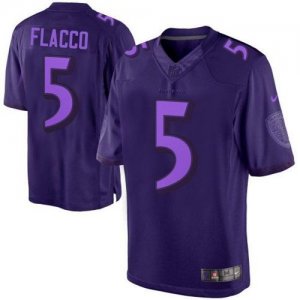 Jerseys Factory Cheap Nike Ravens #5 Joe Flacco Purple Men's Sti