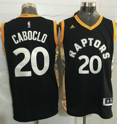 Jerseys Factory Cheap Raptors #20 Bruno Caboclo Black/Gold Stitc