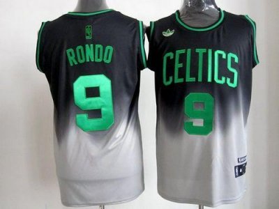 Jerseys Factory Cheap Celtics #9 Rajon Rondo Black/Grey Fadeaway
