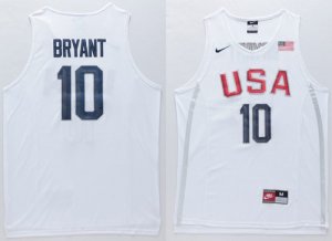 Jerseys Factory Cheap Nike Team USA #10 Kobe Bryant White 2016 D