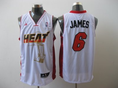 Jerseys Factory Cheap Heat 2011 Championship #6 LeBron James Whi