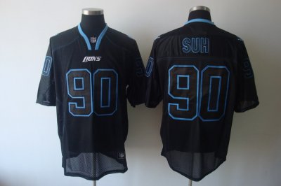 Jerseys Factory Cheap Lions #90 Ndamukong Suh Lights Out Black S