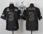 Jerseys Factory Cheap Nike Seahawks #3 Russell Wilson Black Gold