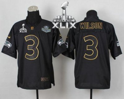 Jerseys Factory Cheap Nike Seahawks #3 Russell Wilson Black Gold