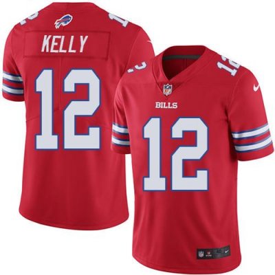 Jerseys Factory Cheap Nike Bills #12 Jim Kelly Red Men's Stitche