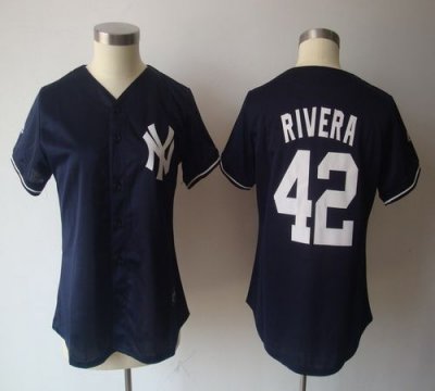 Jerseys Factory Cheap Yankees #42 Mariano Rivera Navy Blue Women