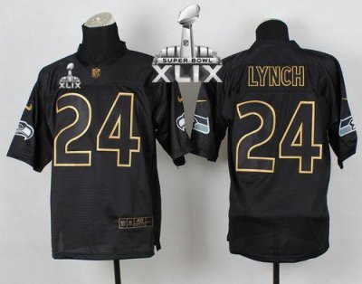 Jerseys Factory Cheap Nike Seahawks #24 Marshawn Lynch Black Gol