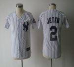 Jerseys Factory Cheap Yankees #2 Derek Jeter White Embroidered S