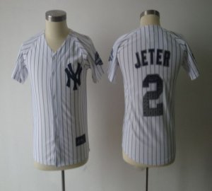 Jerseys Factory Cheap Yankees #2 Derek Jeter White Embroidered S