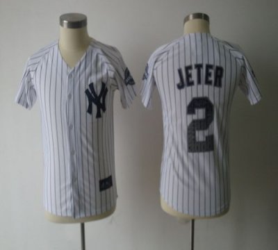 Jerseys Factory Cheap Yankees #2 Derek Jeter White Embroidered S