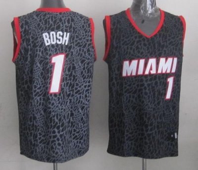 Jerseys Factory Cheap Heat #1 Chris Bosh Black Crazy Light Stitc