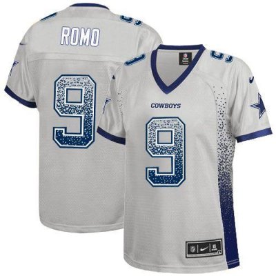 Jerseys Factory Cheap Nike Cowboys #9 Tony Romo Grey Women's Emb