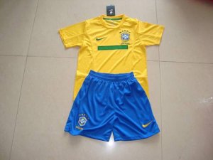 Jerseys Factory Cheap Brazil Blank 2011/2012 Yellow Home Kid Soc