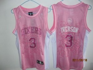 Jerseys Factory Cheap 76ers #3 Allen Iverson Pink Women Fashion