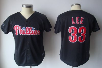 Jerseys Factory Cheap Phillies #33 Cliff Lee Black Women's Fashi