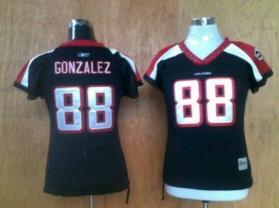 Jerseys Factory Cheap Falcons #88 Tony Gonzalez Black Women's Fi