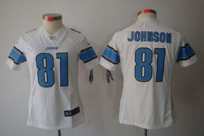 Jerseys Factory Cheap Nike Lions #81 Calvin Johnson White Women'
