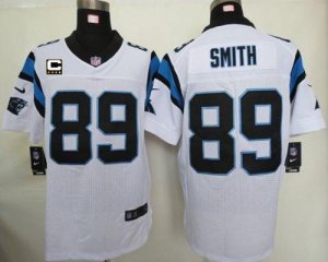 Jerseys Factory Cheap Nike Panthers #89 Steve Smith White With C
