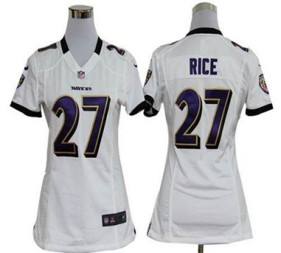 Jerseys Factory Cheap Nike Ravens #27 Ray Rice White Women's Emb