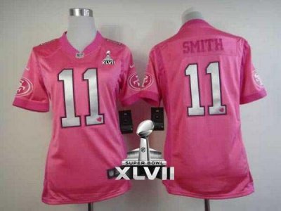 Jerseys Factory Cheap Nike 49ers #11 Alex Smith Pink Super Bowl