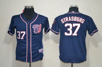 Jerseys Factory Cheap Nationals #37 Stephen Strasburg Blue Cool