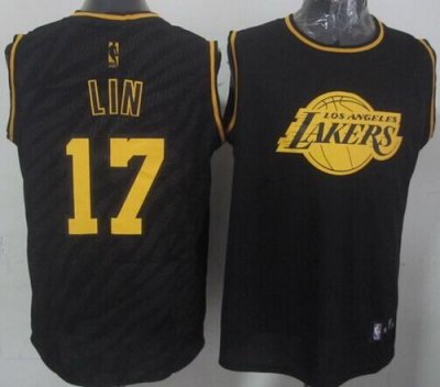 Jerseys Factory Cheap Lakers #17 Jeremy Lin Black Precious Metal